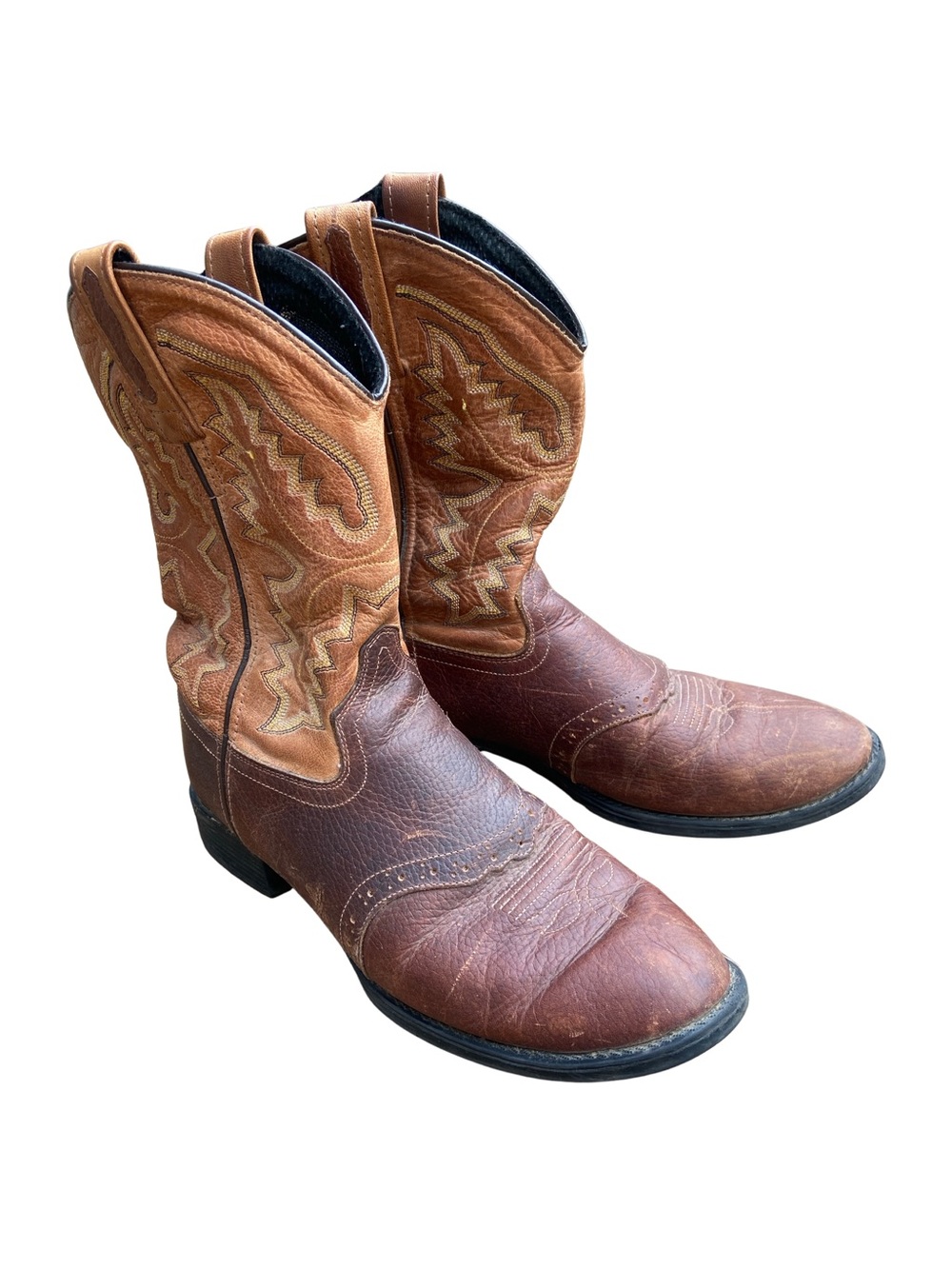 Old West Brown Two-Tone Western Cowboy Boots